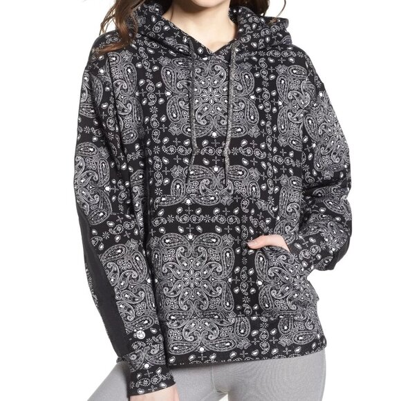 Converse x Miley Cyrus Black and White Paisley Hooded Sweatshirt Size M - Picture 1 of 6